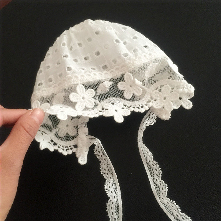 女宝宝花边公主帽遮阳帽新生儿镂空纯棉帽婴儿蕾丝帽子春夏季薄款