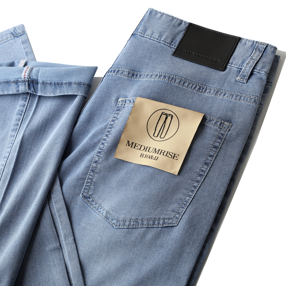 薄如蝉翼定织新品 高端男士直筒牛仔裤浅色弹力裤子男夏季薄款