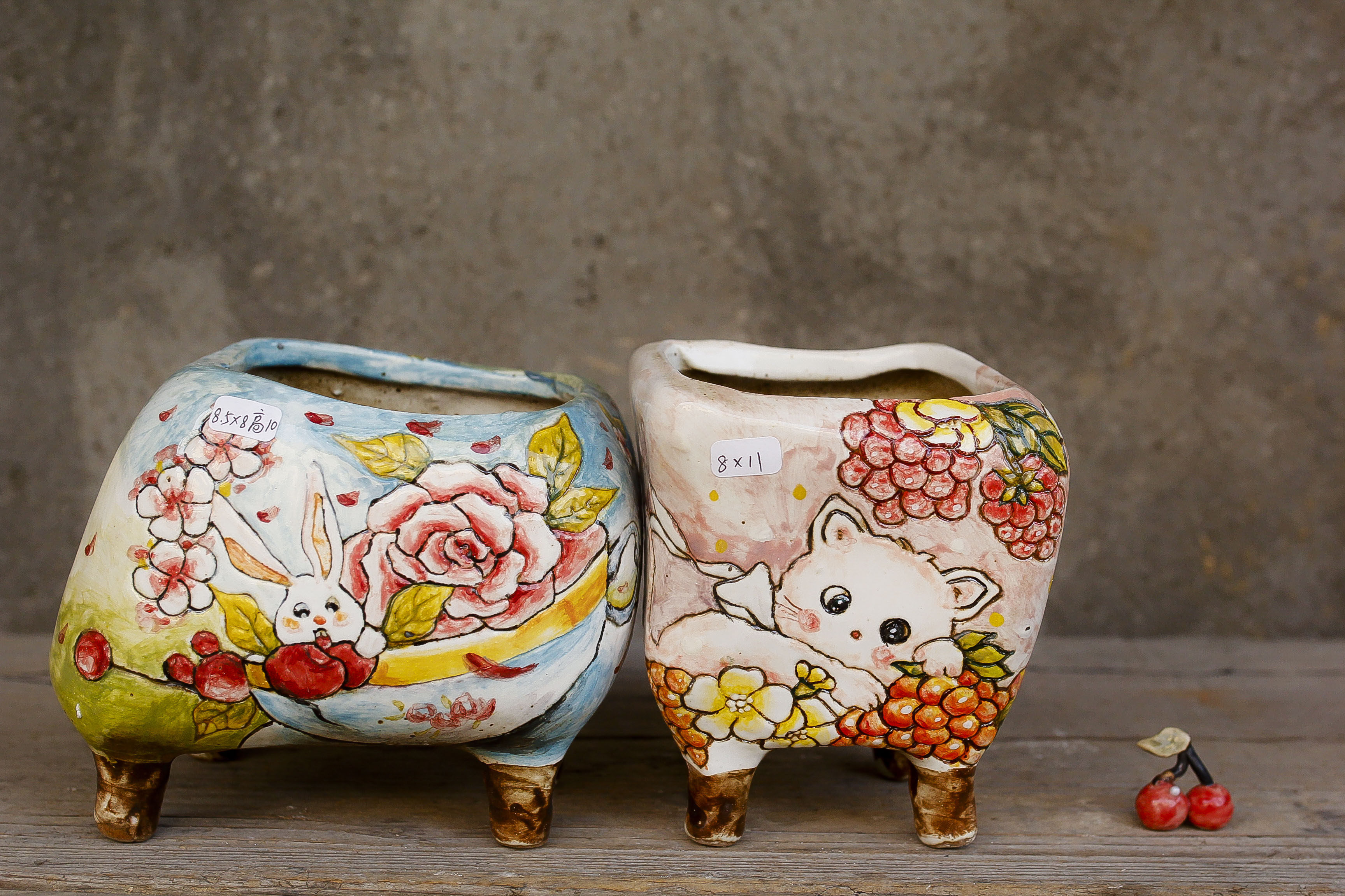 孤品jsong韩式手绘异形粗陶款式一物一拍花盆