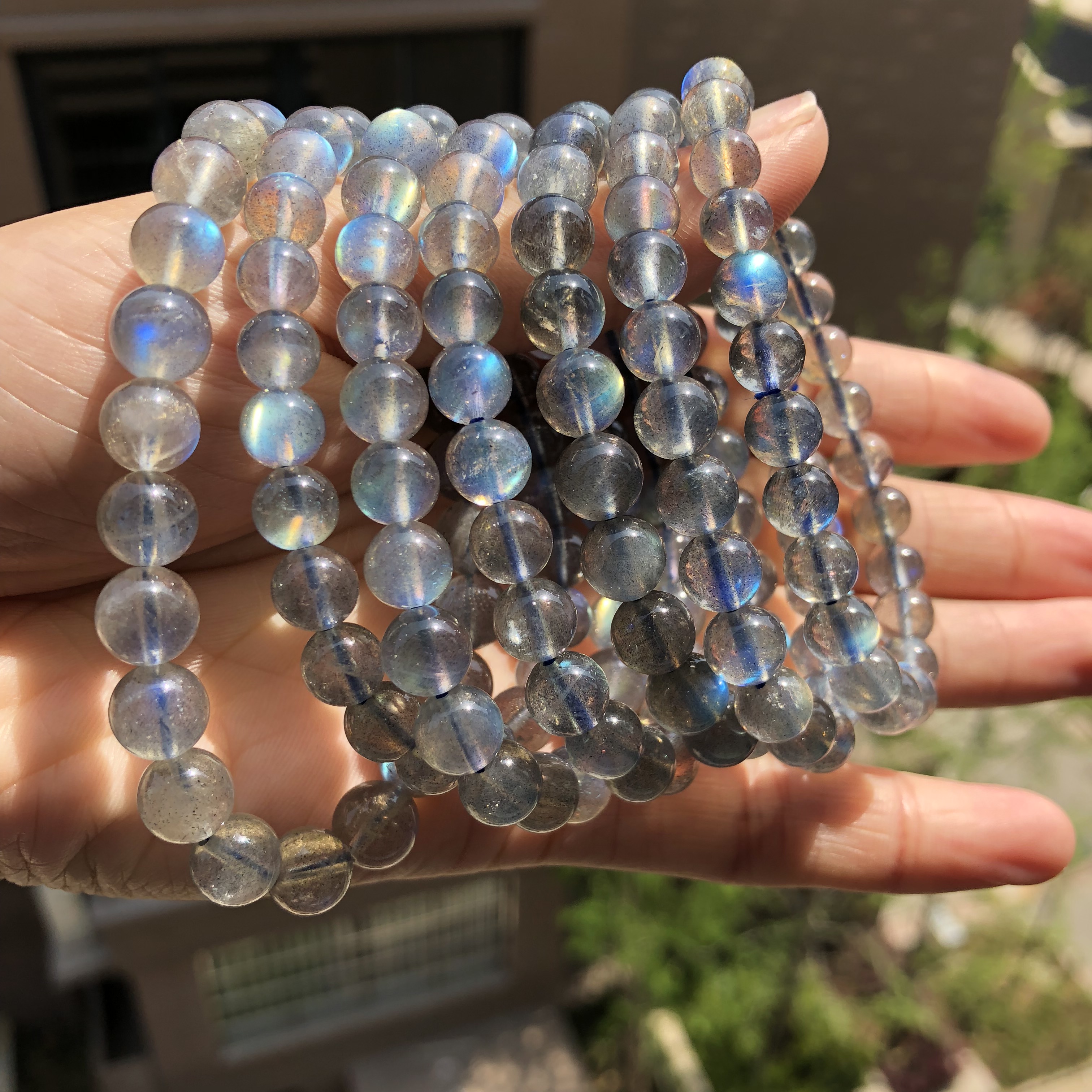 月光石超透手链单圈女天然拉长长石手串水晶饰品手链