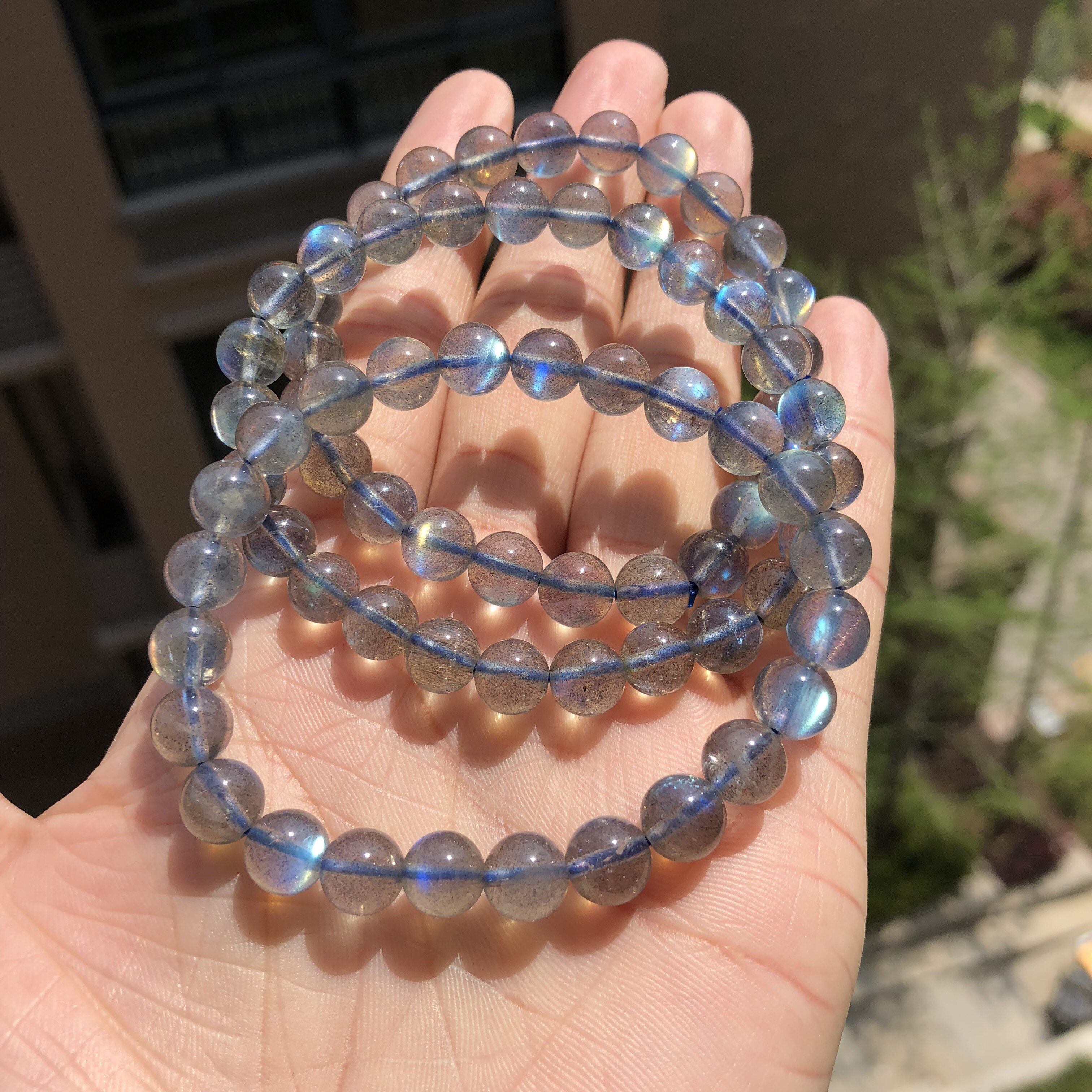 月光石超透手链单圈女天然拉长长石手串水晶饰品手链