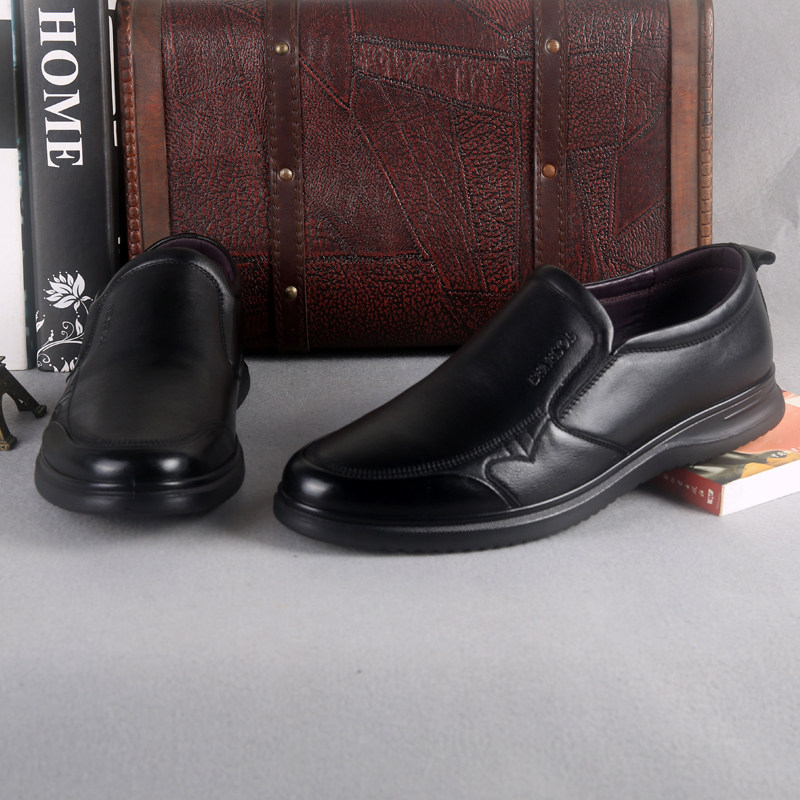 皮鞋邦赛2020秋季新品软底软面休闲鞋男鞋真皮休闲皮鞋