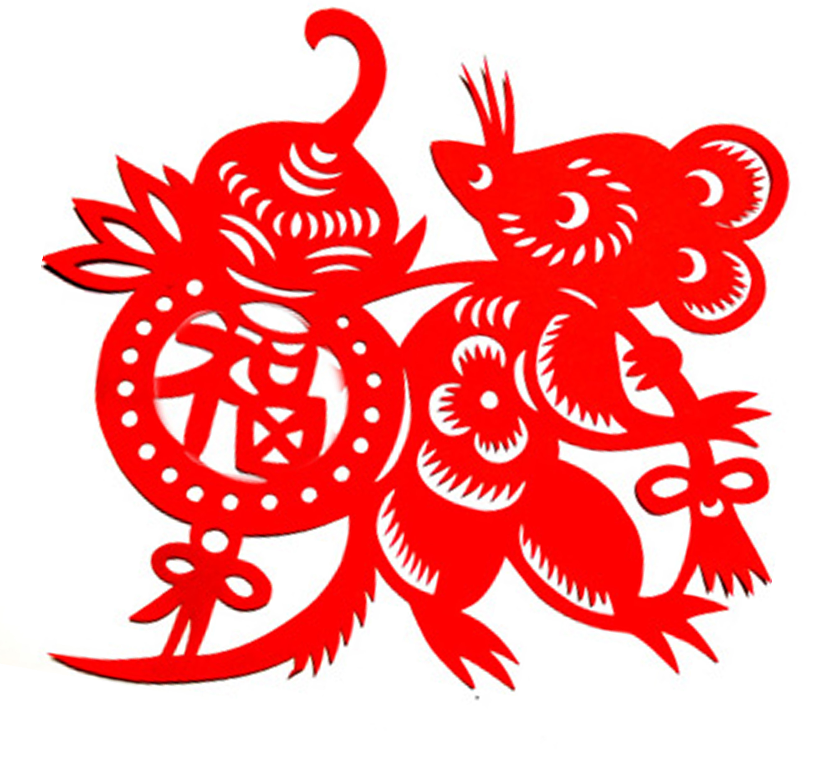 传统12生肖剪纸鼠年 动物 纯手工刻纸窗花图案图样中国风贴纸成品