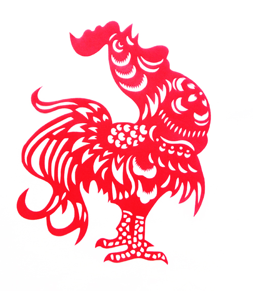 手工剪纸避邪红公鸡窗花贴纸装饰画玻璃门生肖宣纸喜字