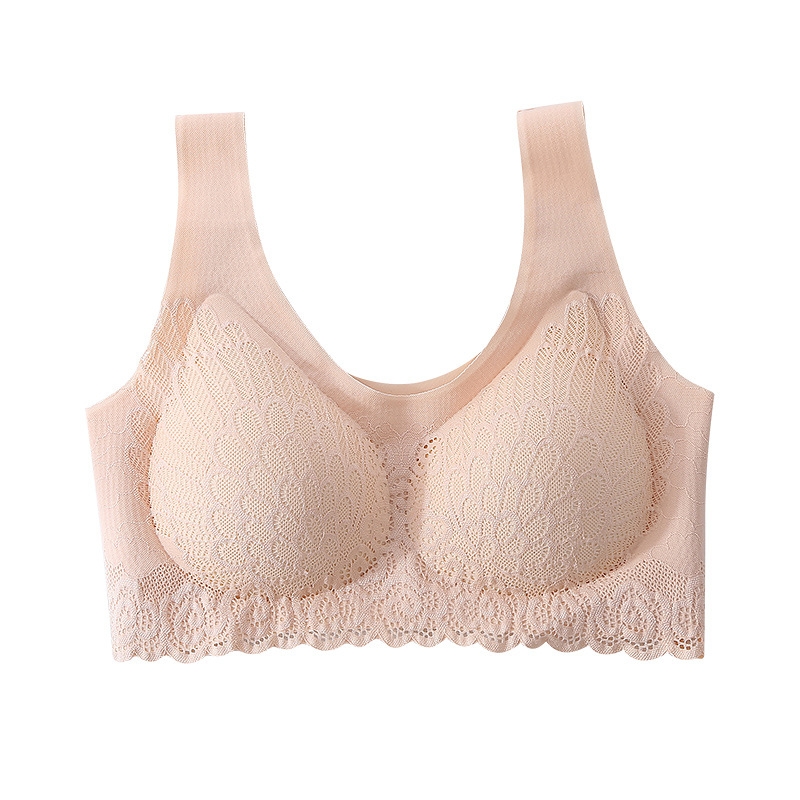 日本秋冬新款泰国乳胶内衣无钢圈无痕一片式背心式安心大码文胸