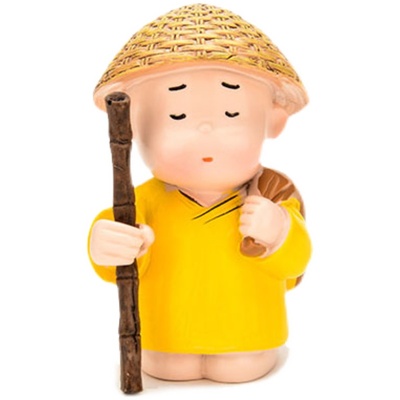 三件套汽车沙弥小和尚车内树脂饰品卡通公仔中控台车装饰摆件