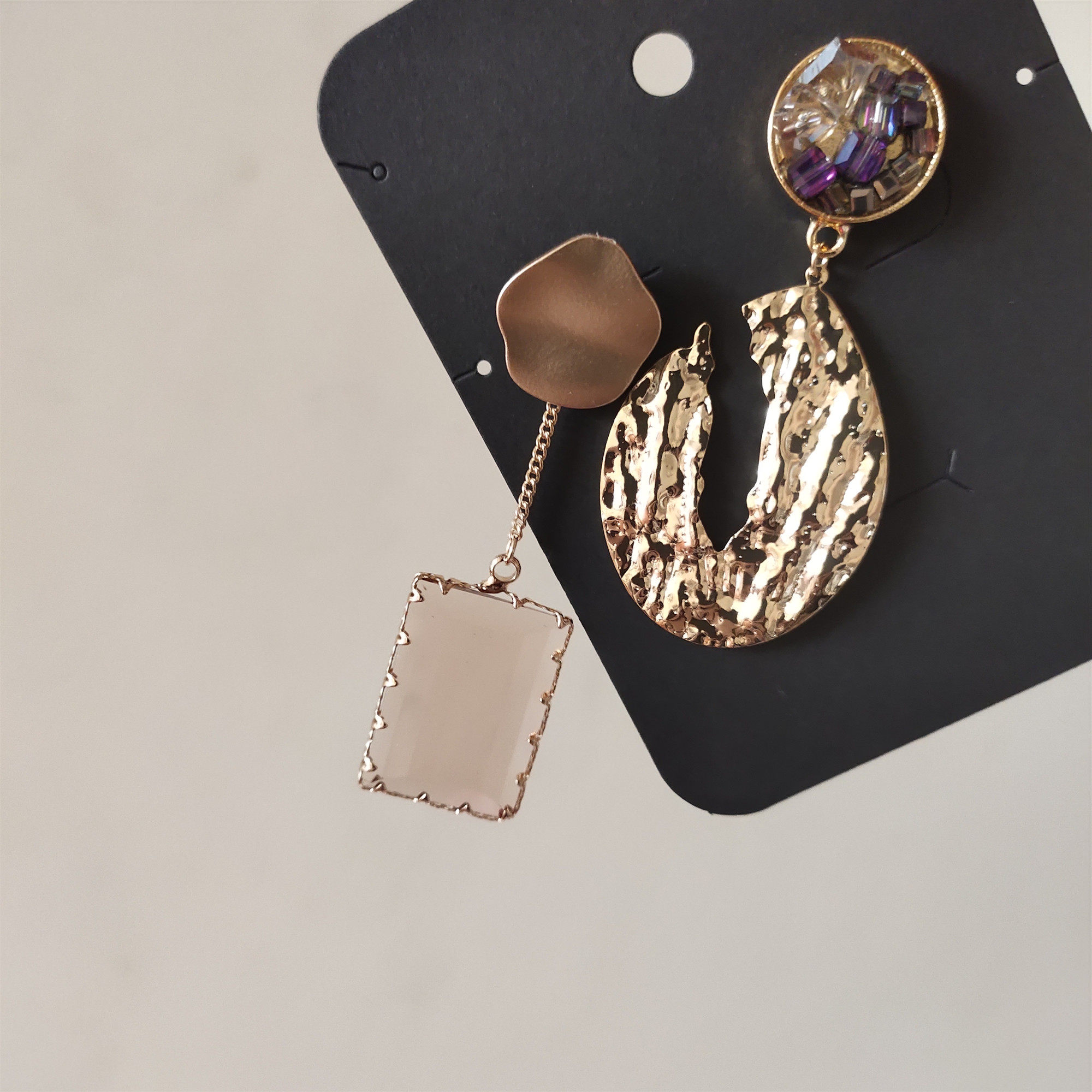 jinmuke韩国进口东大门时尚耳饰饰品小众气质不对称耳钉