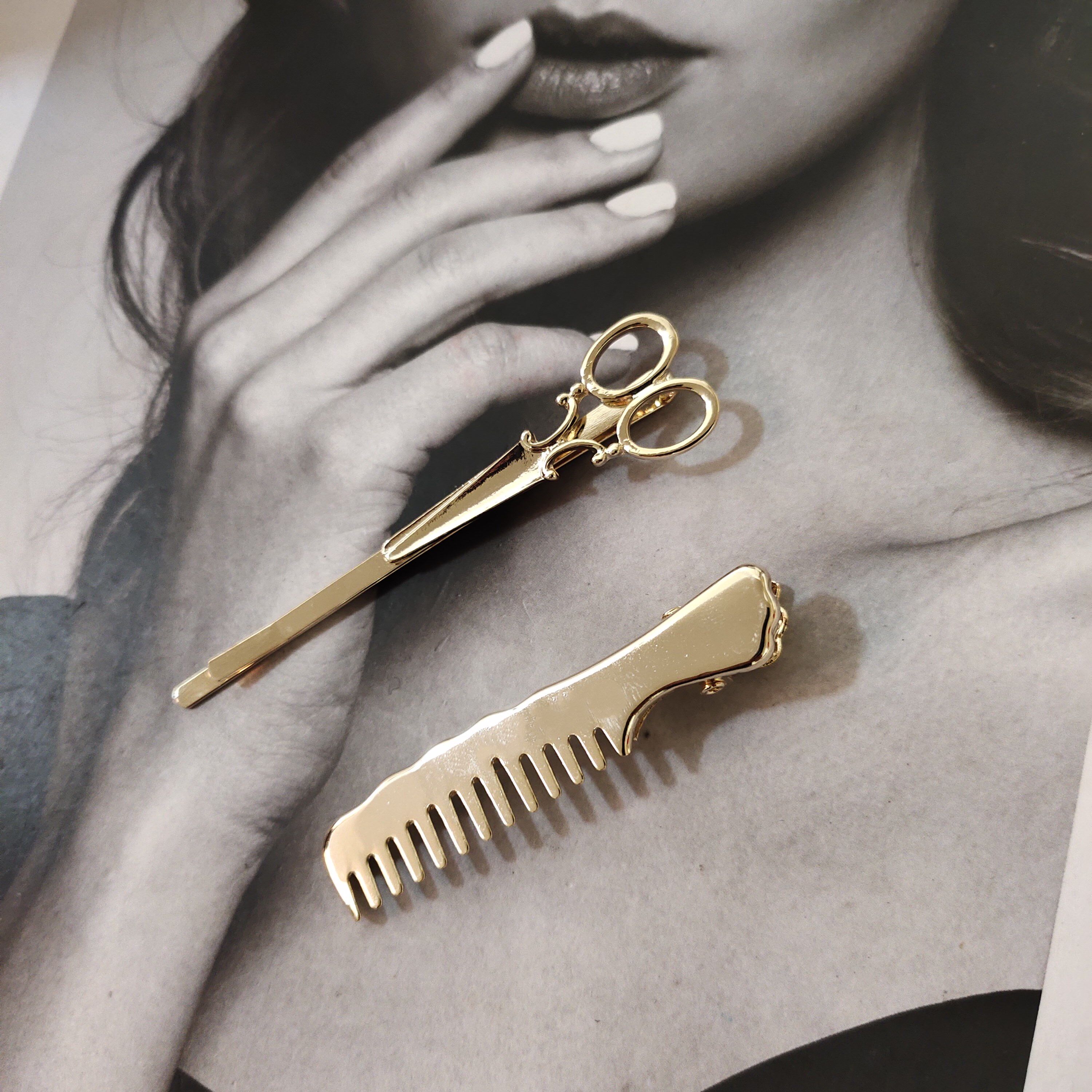 jinmuke韩国进口东大门时尚发饰可爱梳子剪刀个性发饰