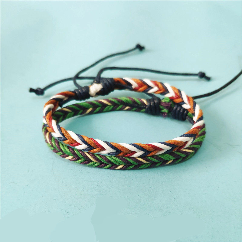 ins幻彩纯手工编织细手绳蜡绳韩版时尚简约幸运手链男女情侣手链