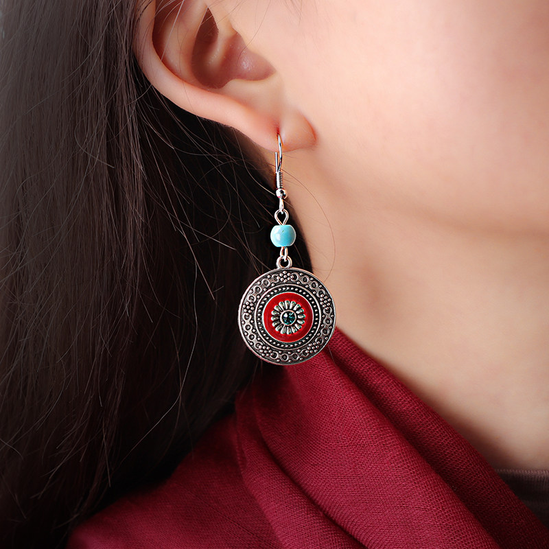 雏菊百搭民族藏式耳环复古气质女神夸张耳坠耳环