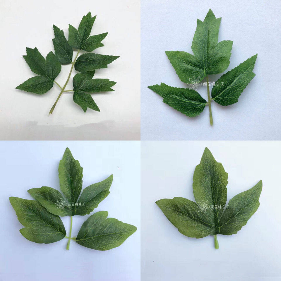 牡丹丹叶手工花托丝印布叶叶子叶子花diy丝带仿真绿植