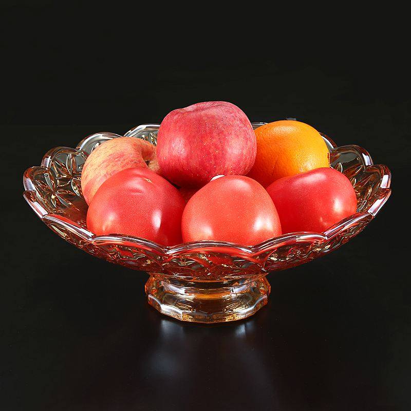 果盘欧式创意水晶玻璃高脚水果时尚家用客厅果盆