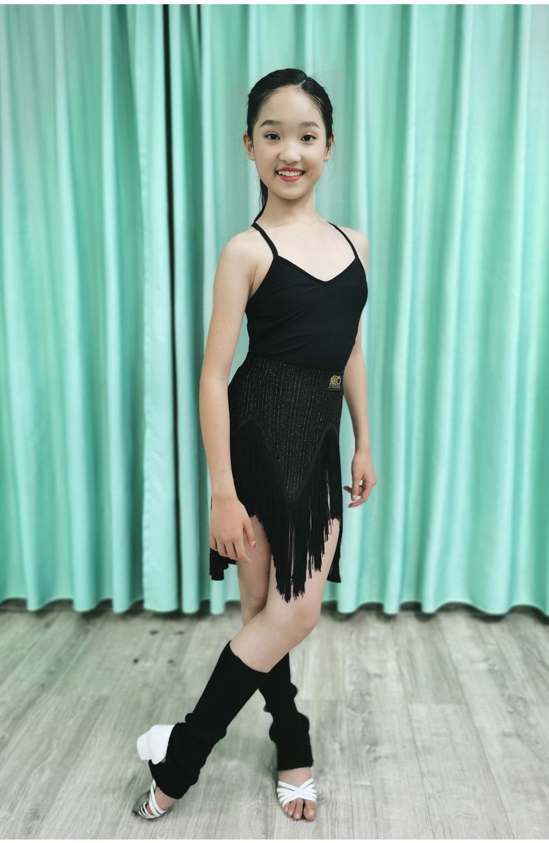 爱尚舞少儿拉丁舞露背吊带连体衣流苏半裙陈蕊练习拉丁舞练习套装