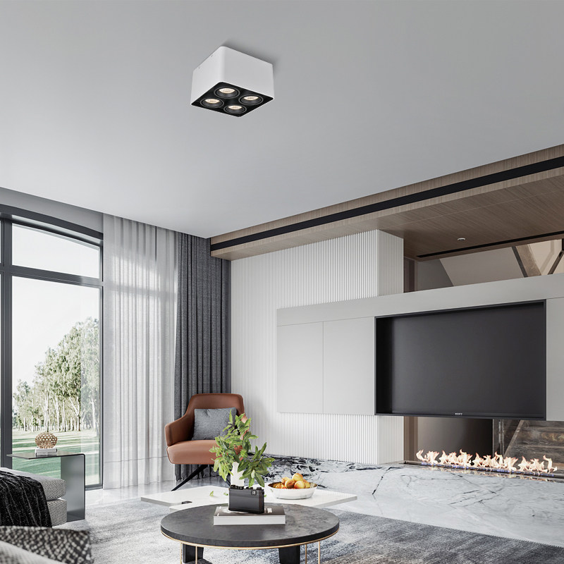 飞时代明装斗胆cob高显眩光照明四头无主吸顶射灯