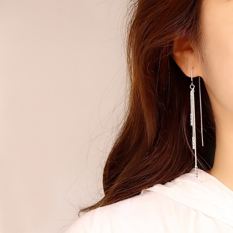 显脸s925流苏耳线女韩国简约时尚个性网红气质耳线