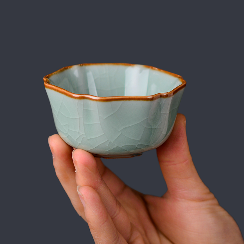 景德镇田青窑陶瓷主人杯单杯开片功夫功夫茶茶杯小茶盏茶杯