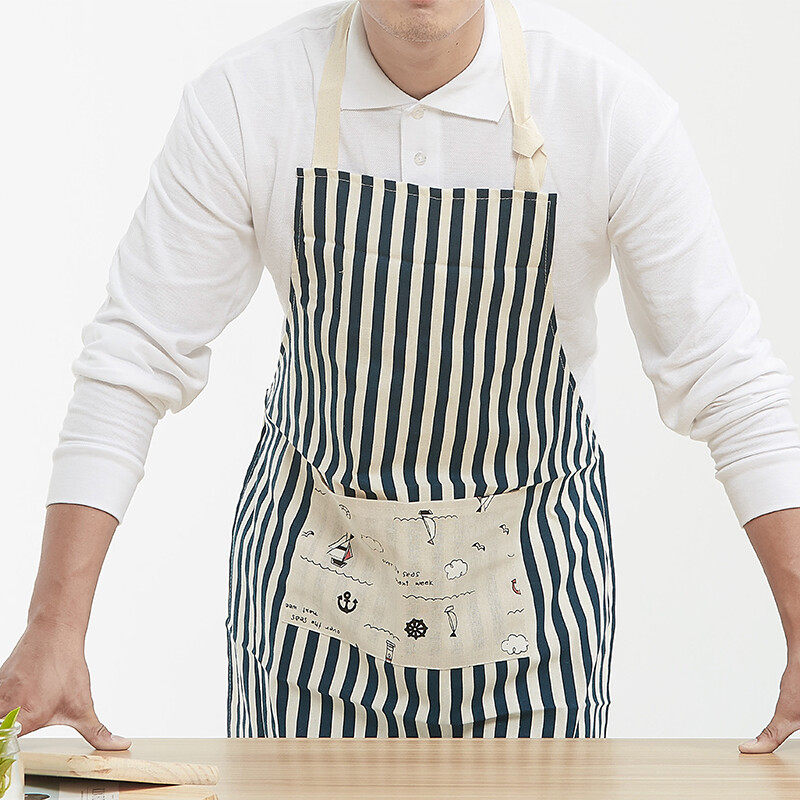 日本时尚围裙可爱厨房可擦手做饭工作服罩衣棉麻围裙