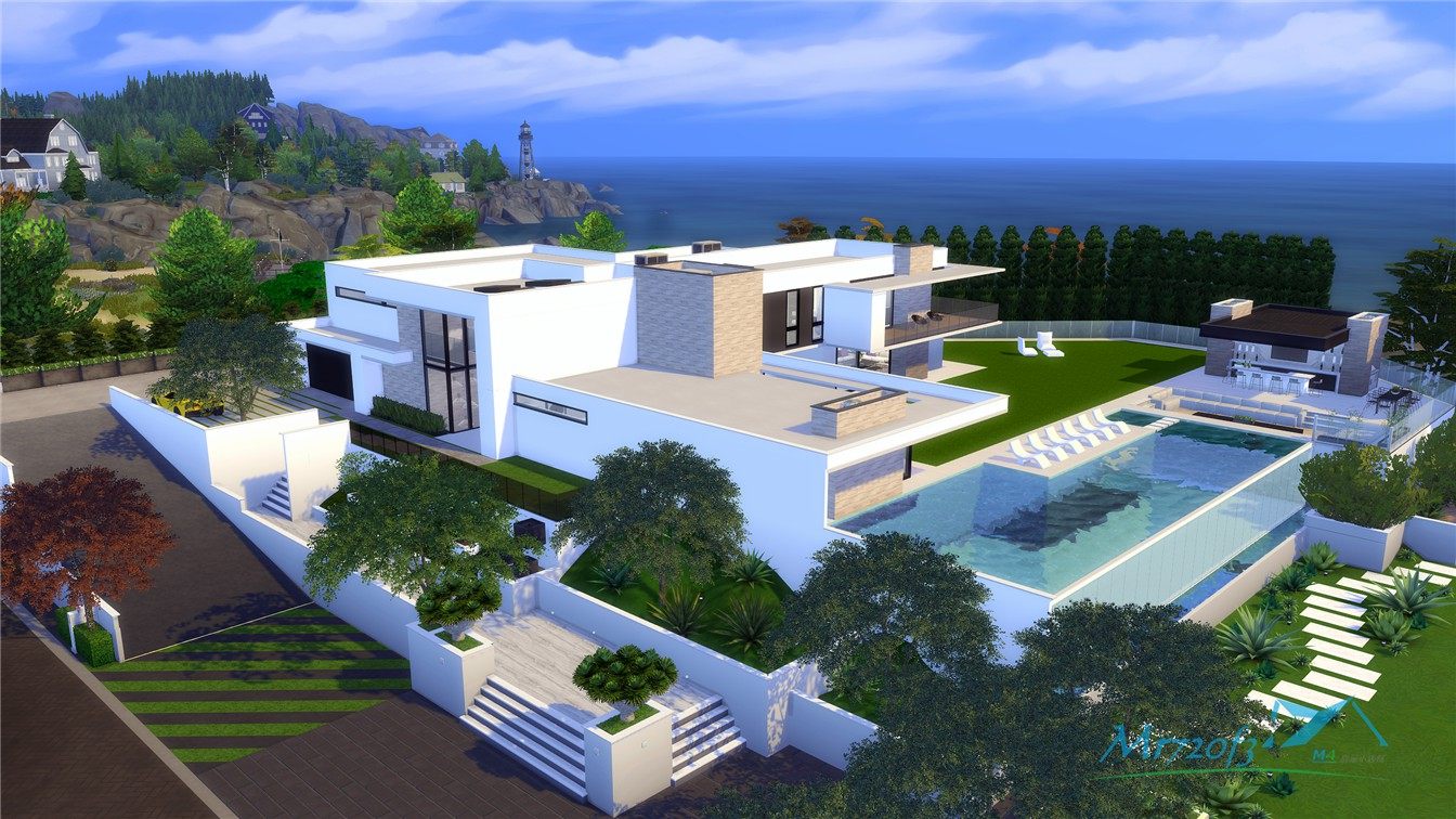 模拟人生4房屋mod别墅建筑设计no16oceanvillaorigin