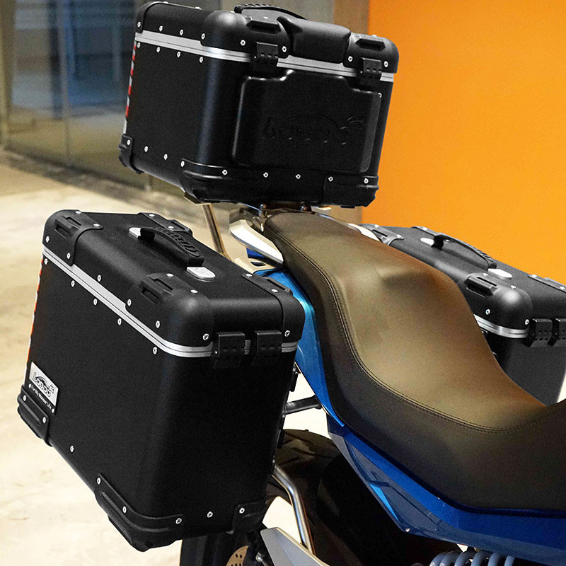 萝卜边箱两侧loboo尾箱防水摩托车后备铝合金大号摩托车尾箱