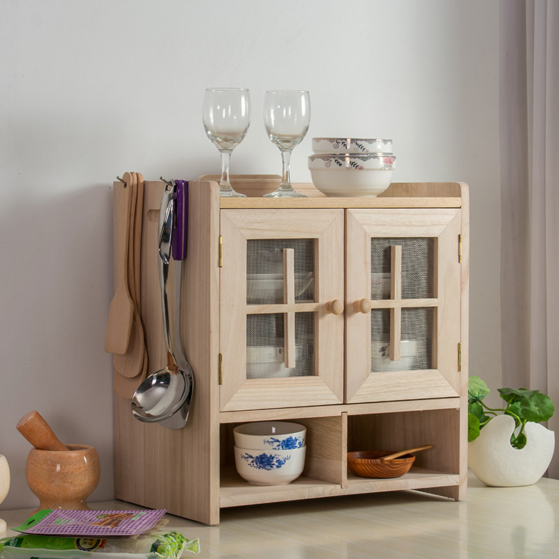 庄饰沐 实木防虫餐边柜厨房小碗柜储物柜日式透气菜柜碗柜可挂墙