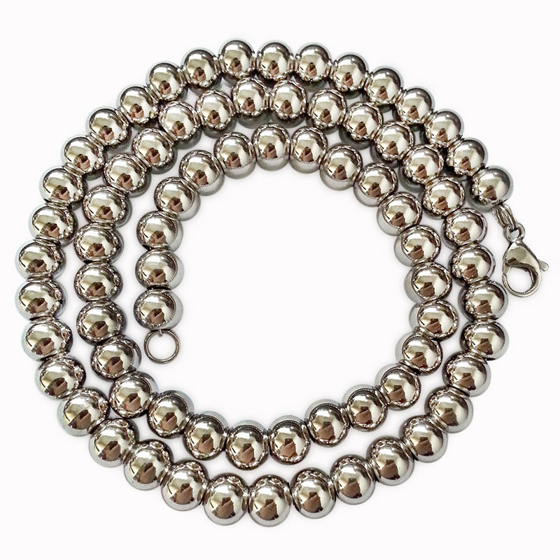 钢珠串珠男士项链霸气实心圆珠不锈不锈钢时尚项链