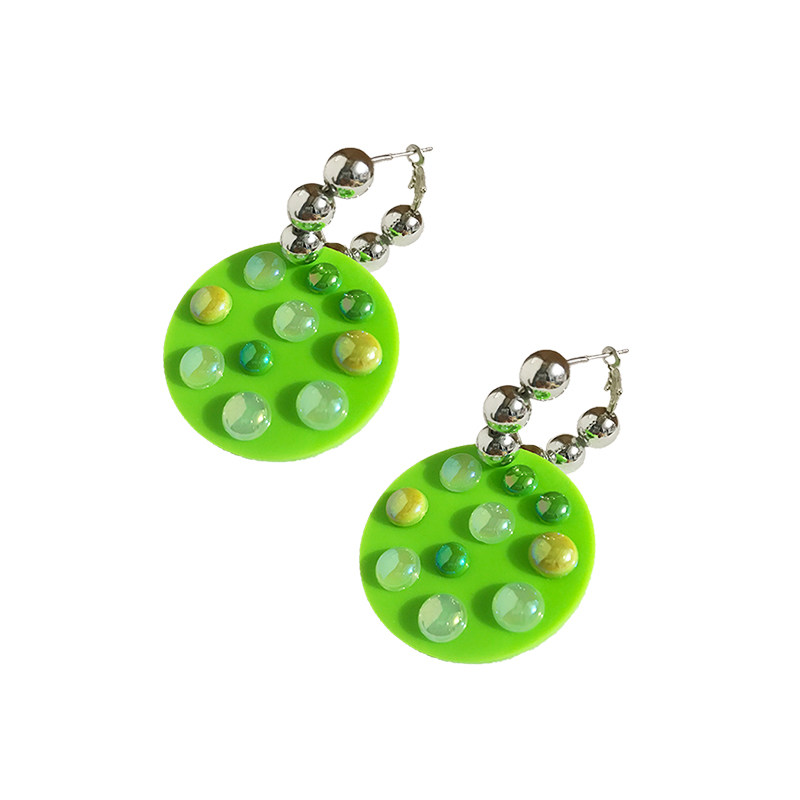 绿银银河闪闪美丽耳环耳夹耳环