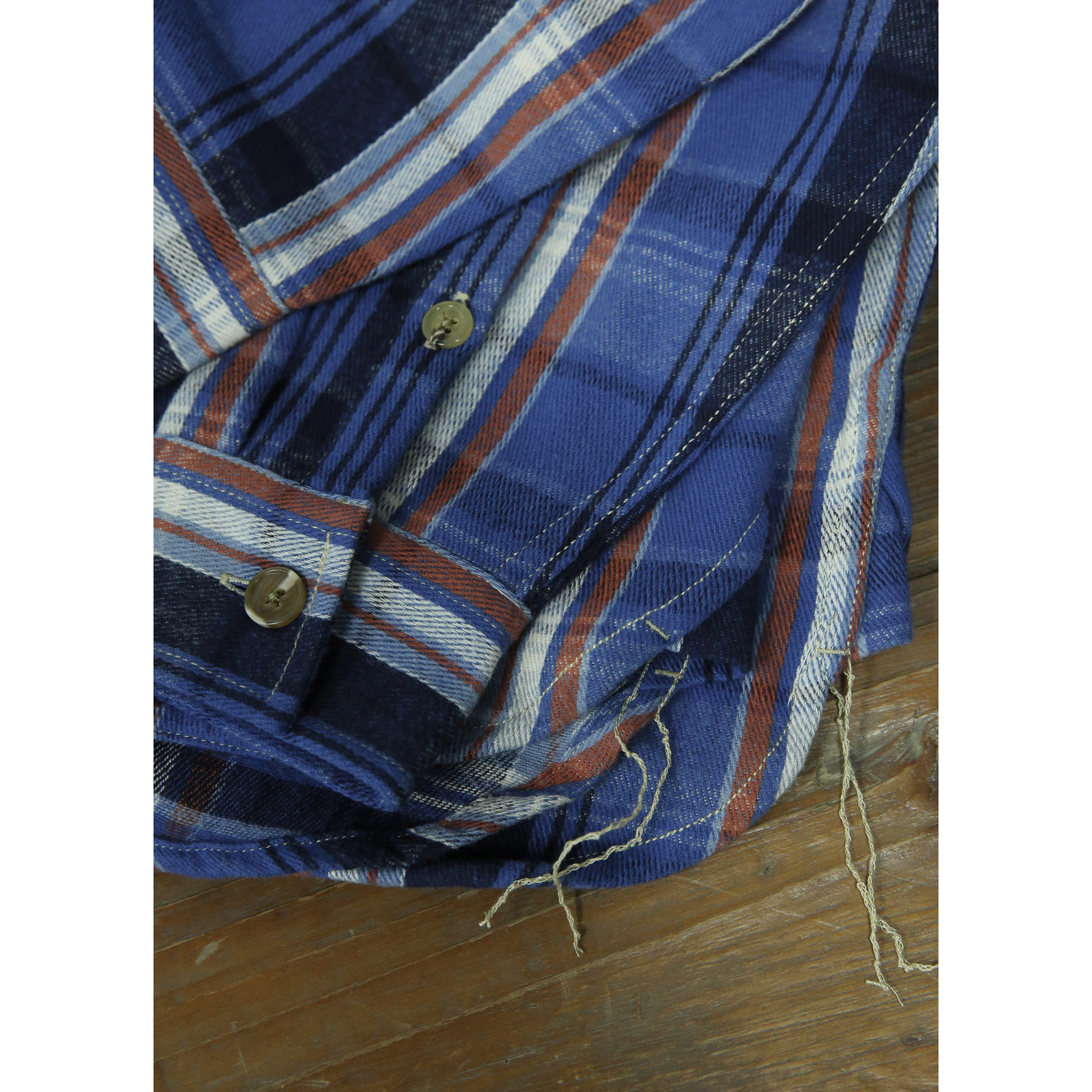 plaidshirt美式休闲酵素水洗磨毛复古格子长袖衬衫