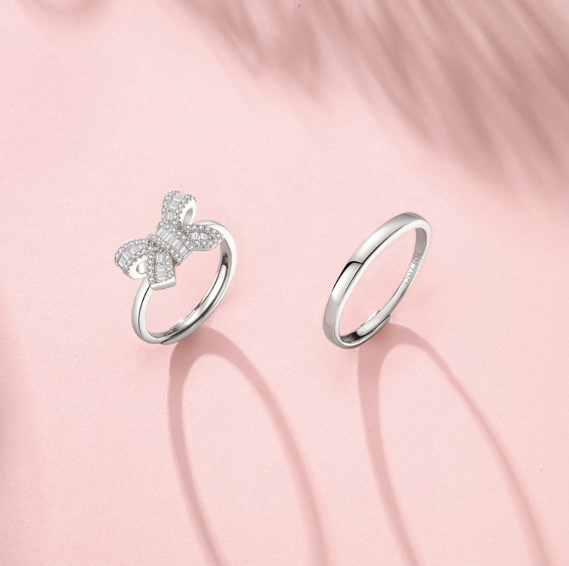 fanci戒指情侣蝴蝶结情人结范琦系列灵动银饰礼物戒指
