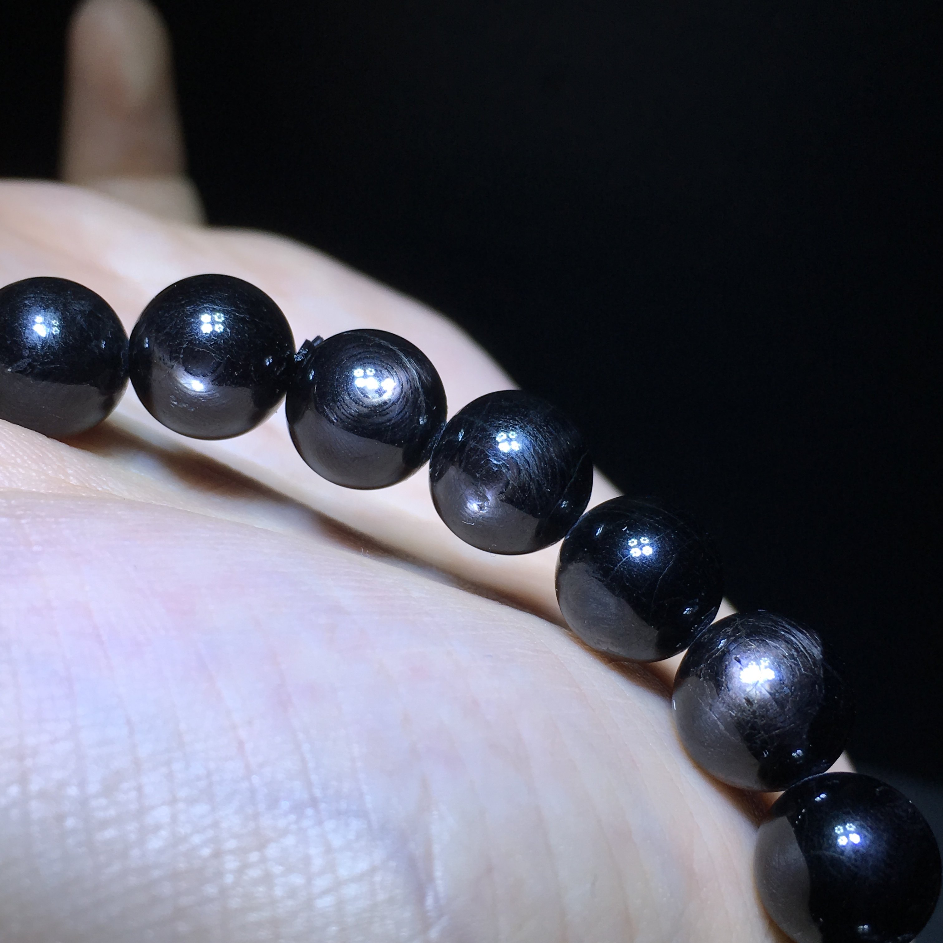 水晶天然金运石手链18k镀金招财转运黑银线石男女辟邪助事业礼物手串