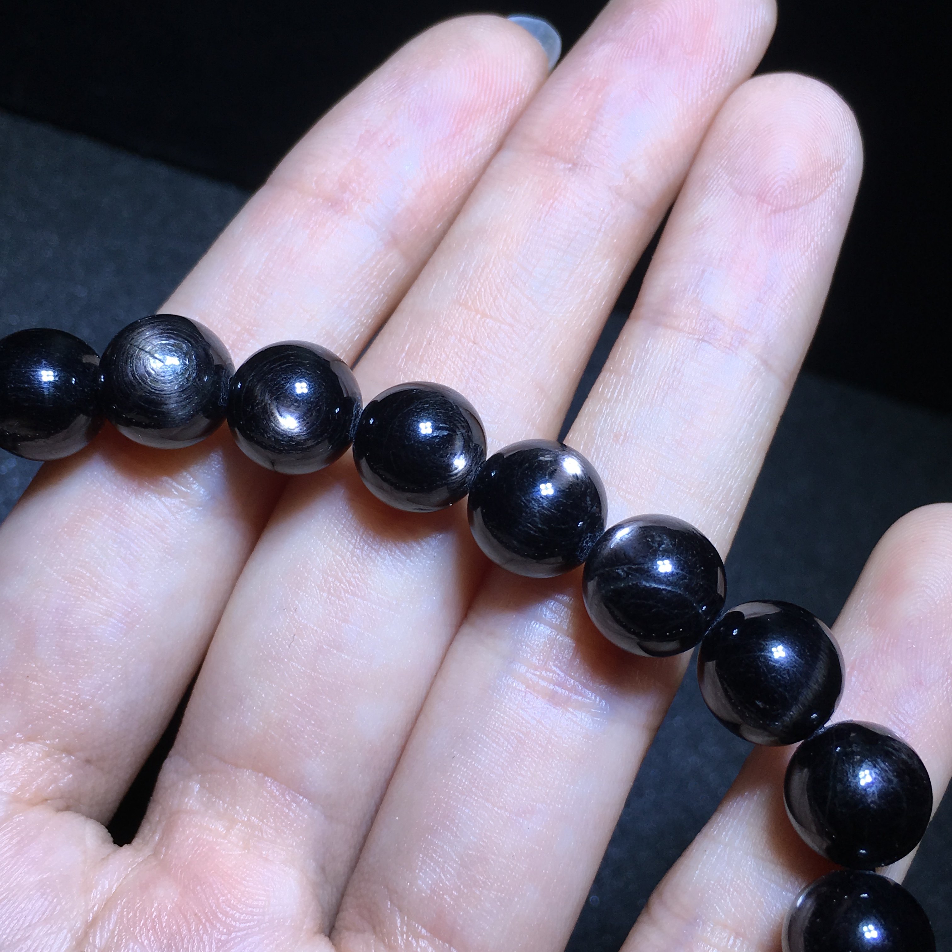 纯天然黑银线手链紫苏辉石金运石又称顽火辉石金银线银矿手串辟邪