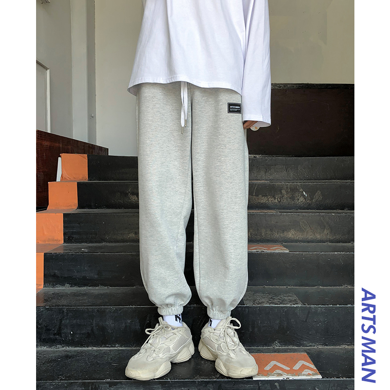 @港仔文艺男 束脚卫裤春季ins潮流宽松灰色休闲裤百搭九分运动裤