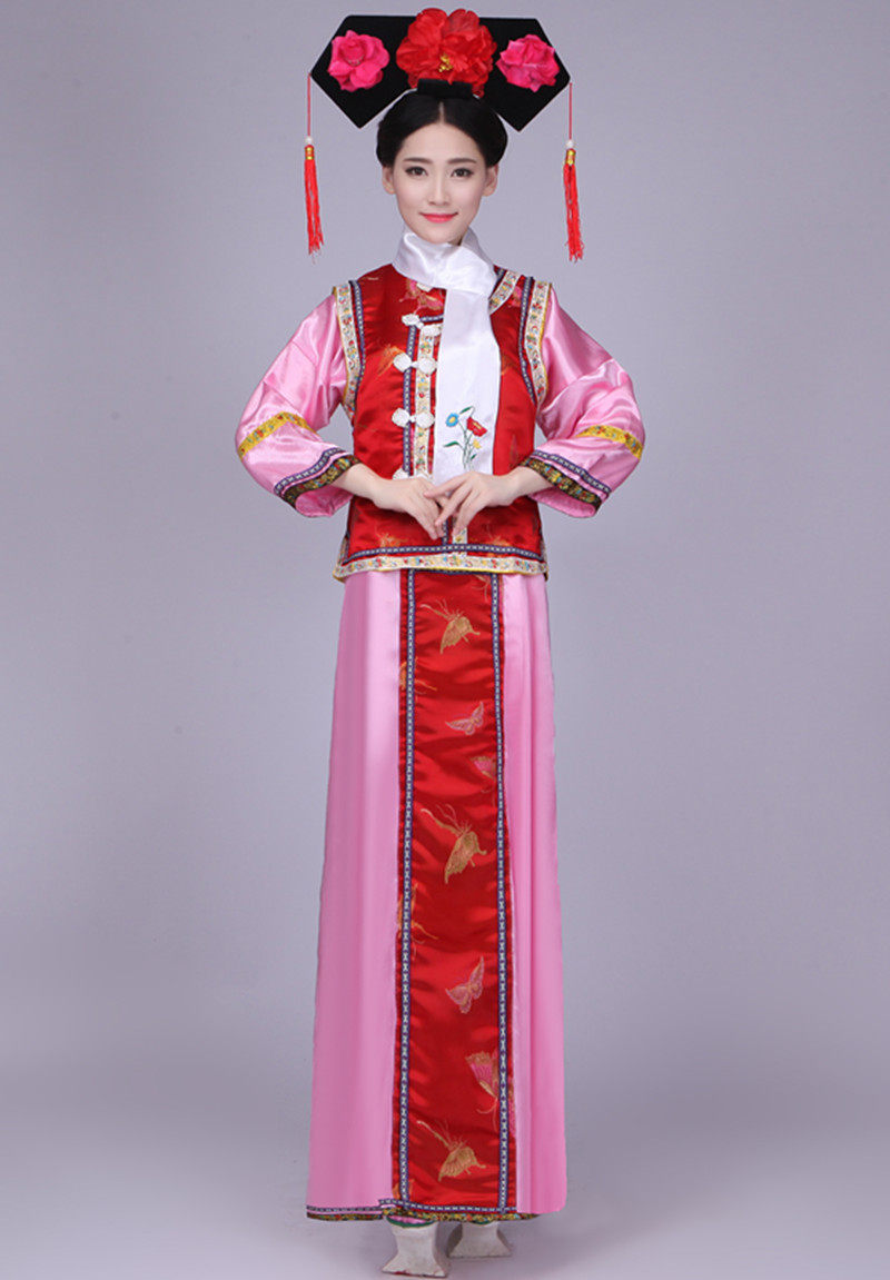 清朝古装还珠格格服装满族 女儿童 古代宫女甄嬛反串 班服演出服