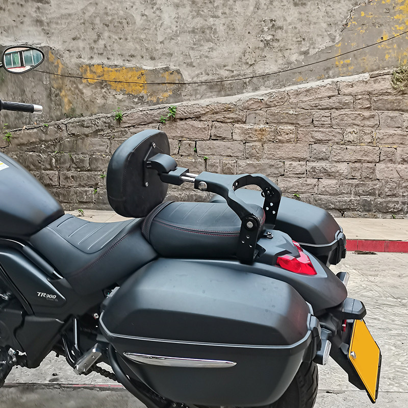 适用旅行豪爵tr300靠背摩托车改装折叠靠垫货架摩托车坐垫