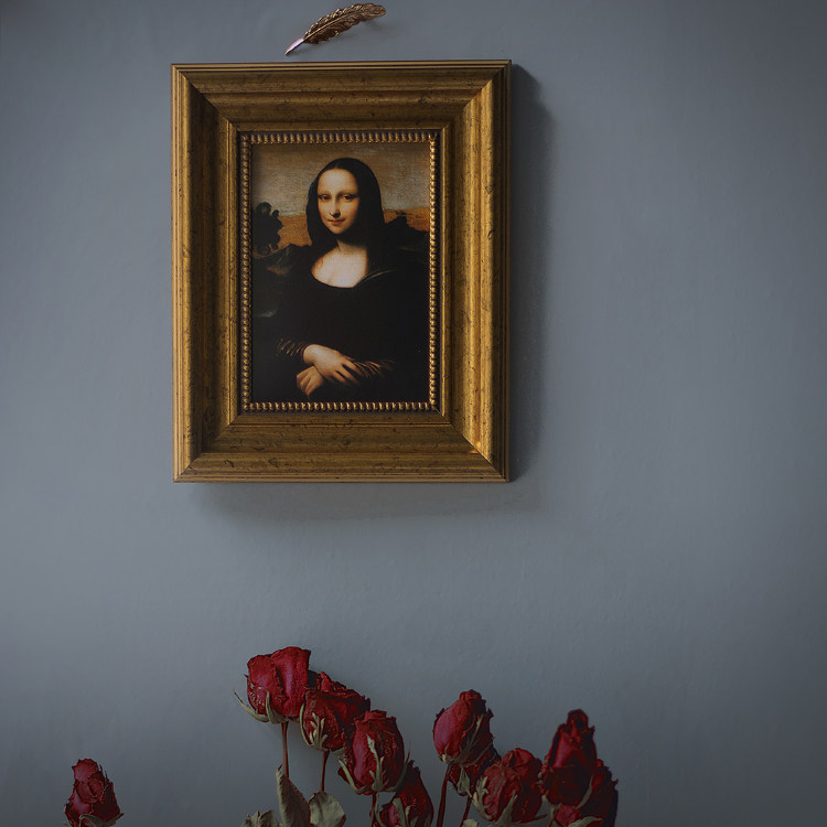 摆台一张小画人气相框蒙娜丽莎梵高艺术家油画家居饰品相框