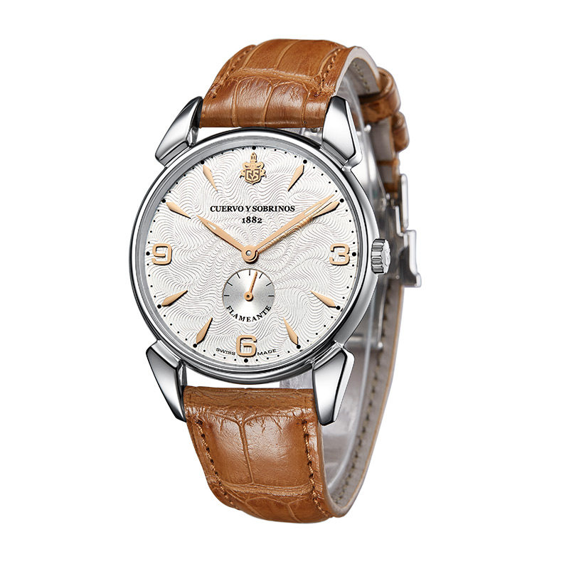 瑞士库尔沃cys机械男表古董手绘火焰纹款历史学家瑞士腕表