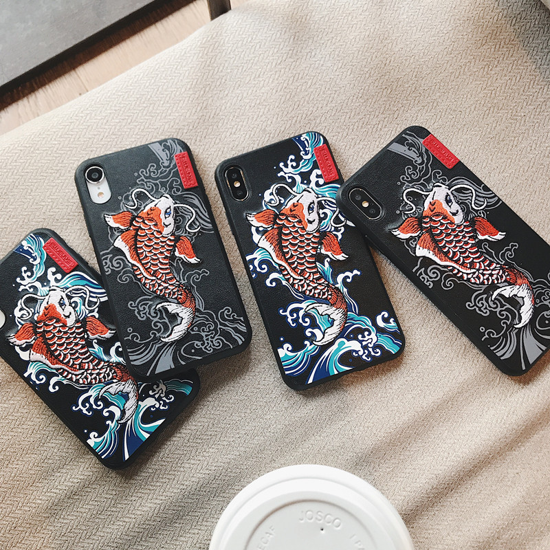 skinarma锦鲤刺绣iphone11promax手机机壳苹果xsmax适用手机保护套