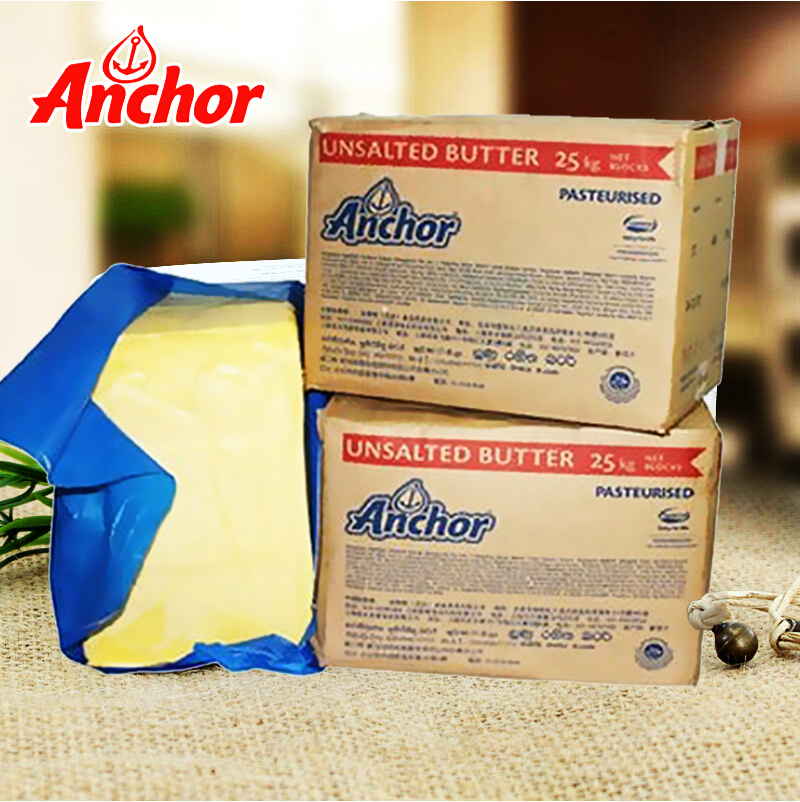 anchor/安佳无盐大黄油 新西兰进口动物牛油25kg烘焙曲奇原料