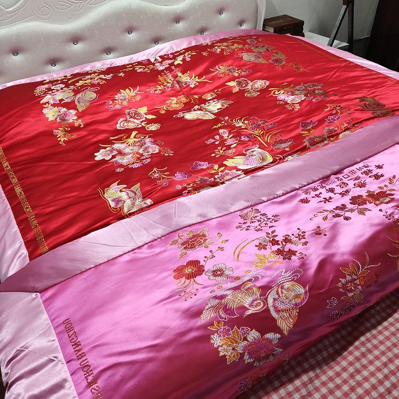 绸缎被子双面被套老式包边被罩丝绸被面子龙凤结婚婚庆古代复古风