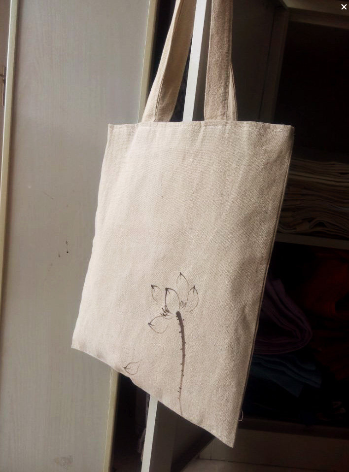 棉麻简单手袋百搭手绘棉麻布包清新轻便文艺单肩包女包特价包邮