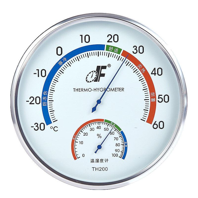 温度计高精度工业用仓库车间药店实验室冰箱挂式双金属温湿度计