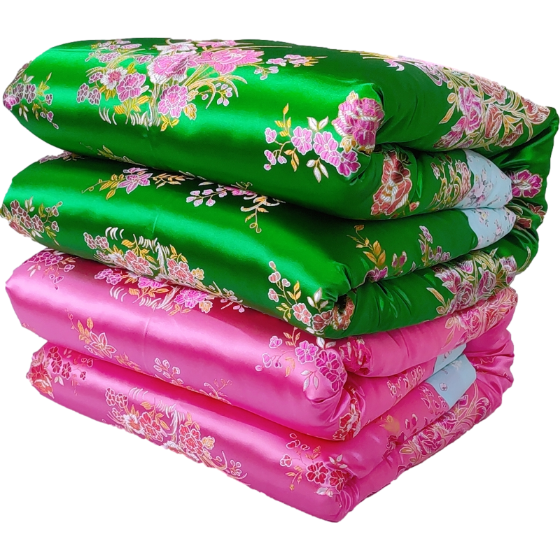 古代老式丝绸绸缎杭州织锦被面结婚四季手工被子