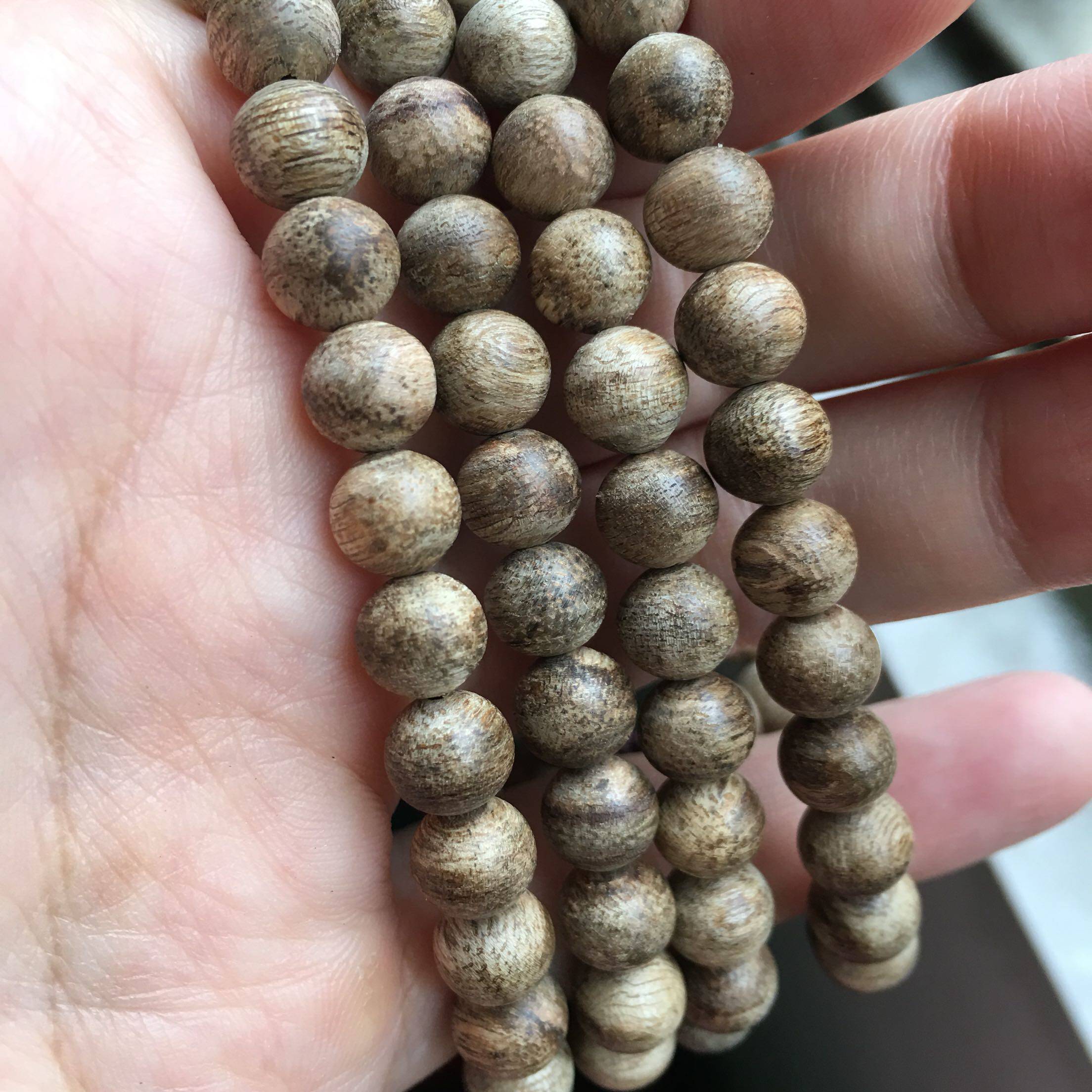 花果香甜醇厚海南沉香手串佛珠念珠6mm虫漏佛珠