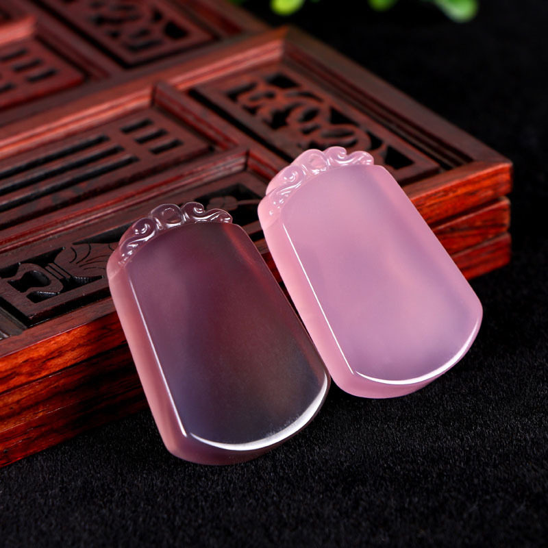 冰种帝王平安吊挂粉色玉髓玛瑙平安无事玉佩项坠项坠