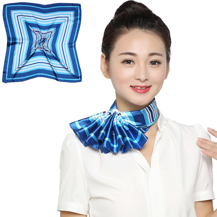 礼仪职业丝巾正装酒店百搭印花空姐工作制服夏季女士蝴蝶结韩国银