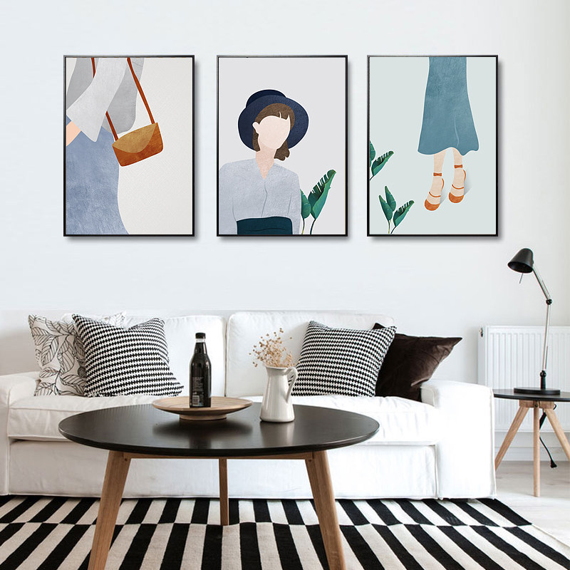 客厅沙发背景墙三联装饰画现代简约小清新挂画北欧风格现代装饰画