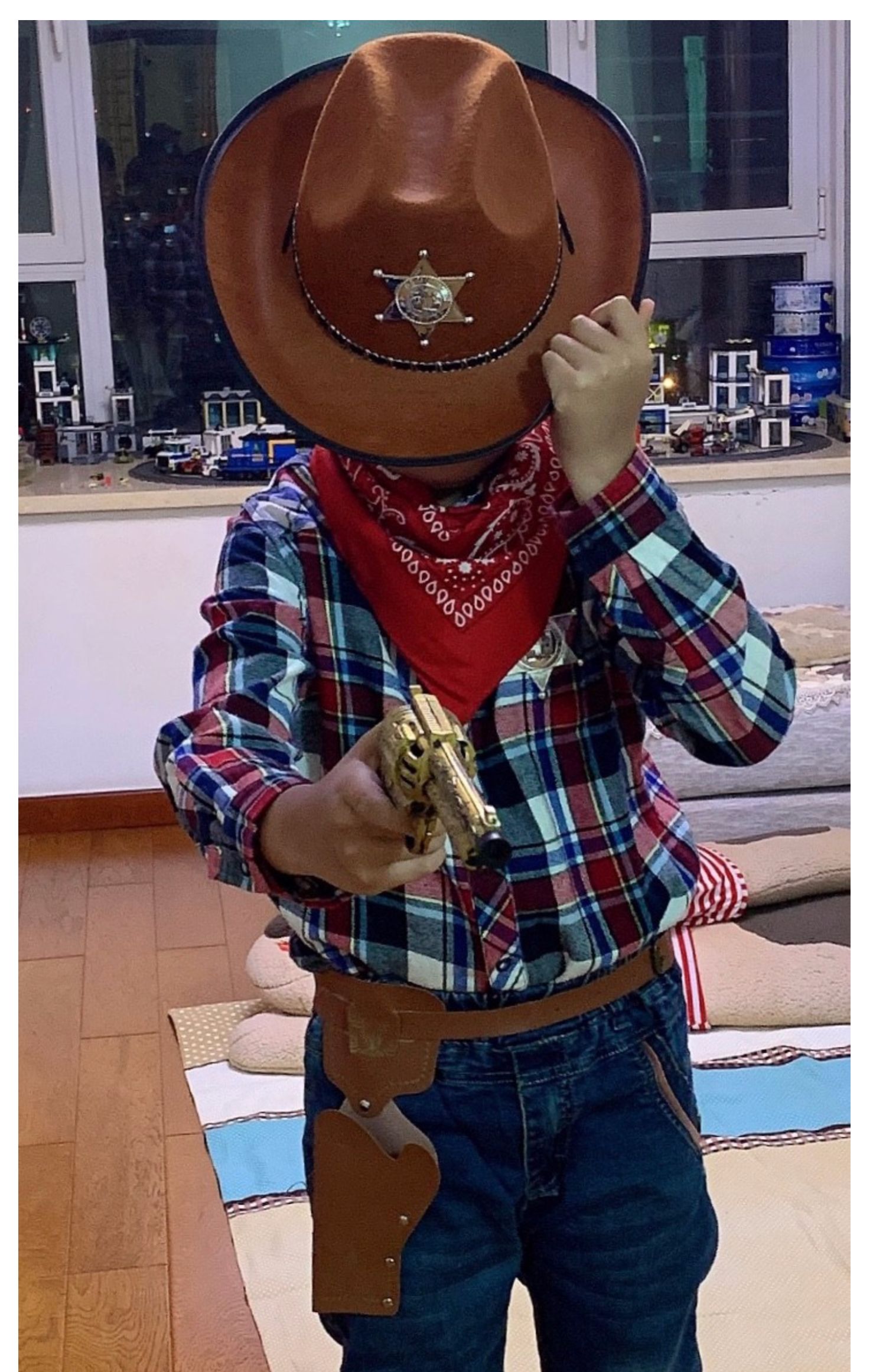 圣诞节跨年表演西部牛仔服饰道具棕色复古美国警察聚会装饰帽子