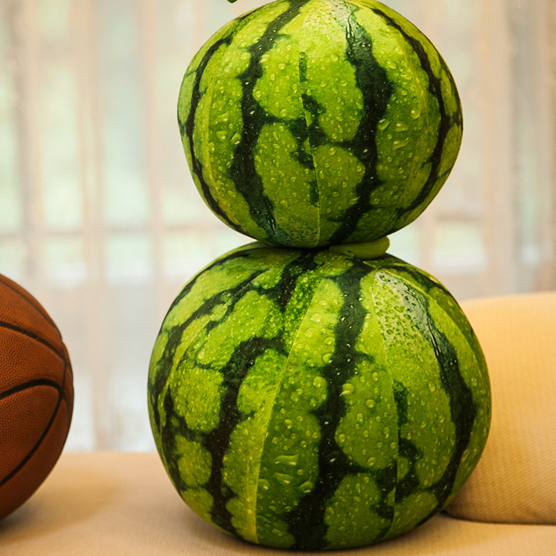 西瓜毛绒玩具仿真抱枕公仔球形圣诞节礼物水果道具毛绒布艺类玩具