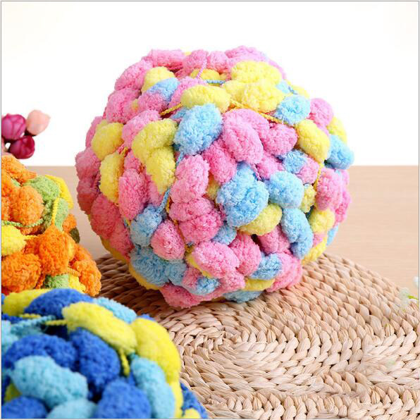 粗毛线围巾大球球线珍珠线编织手工diy编织桑梓纱手编毛线坐垫线