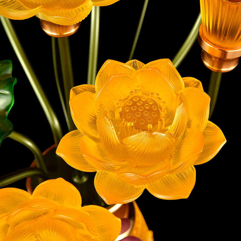 佛堂供灯led七彩琉璃莲花花灯七品九品家用插电荷花灯