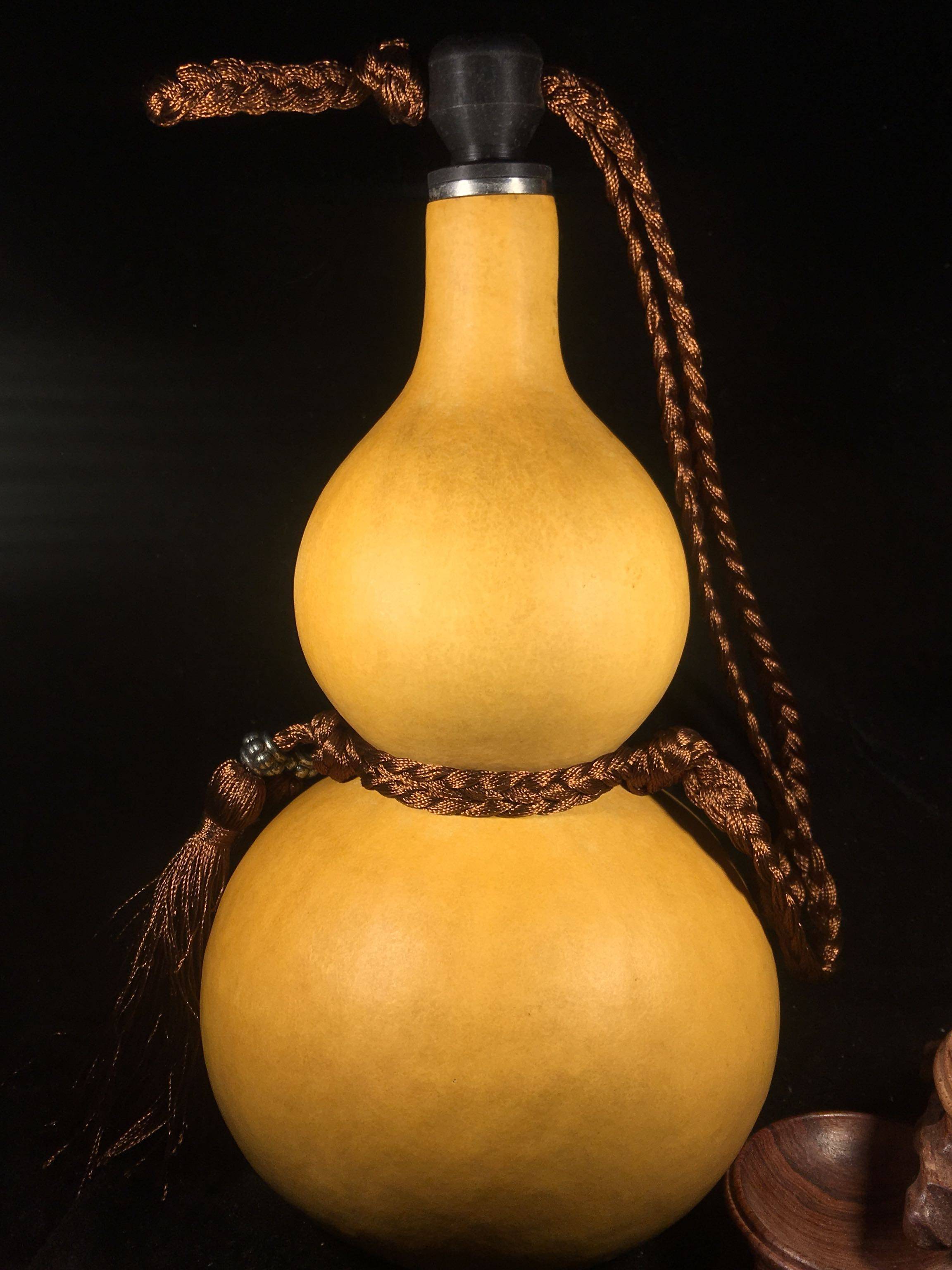 开口天然酒葫芦镶口酒壶装水装酒户外便携随身蜂蜡防渗酒具挂摆件